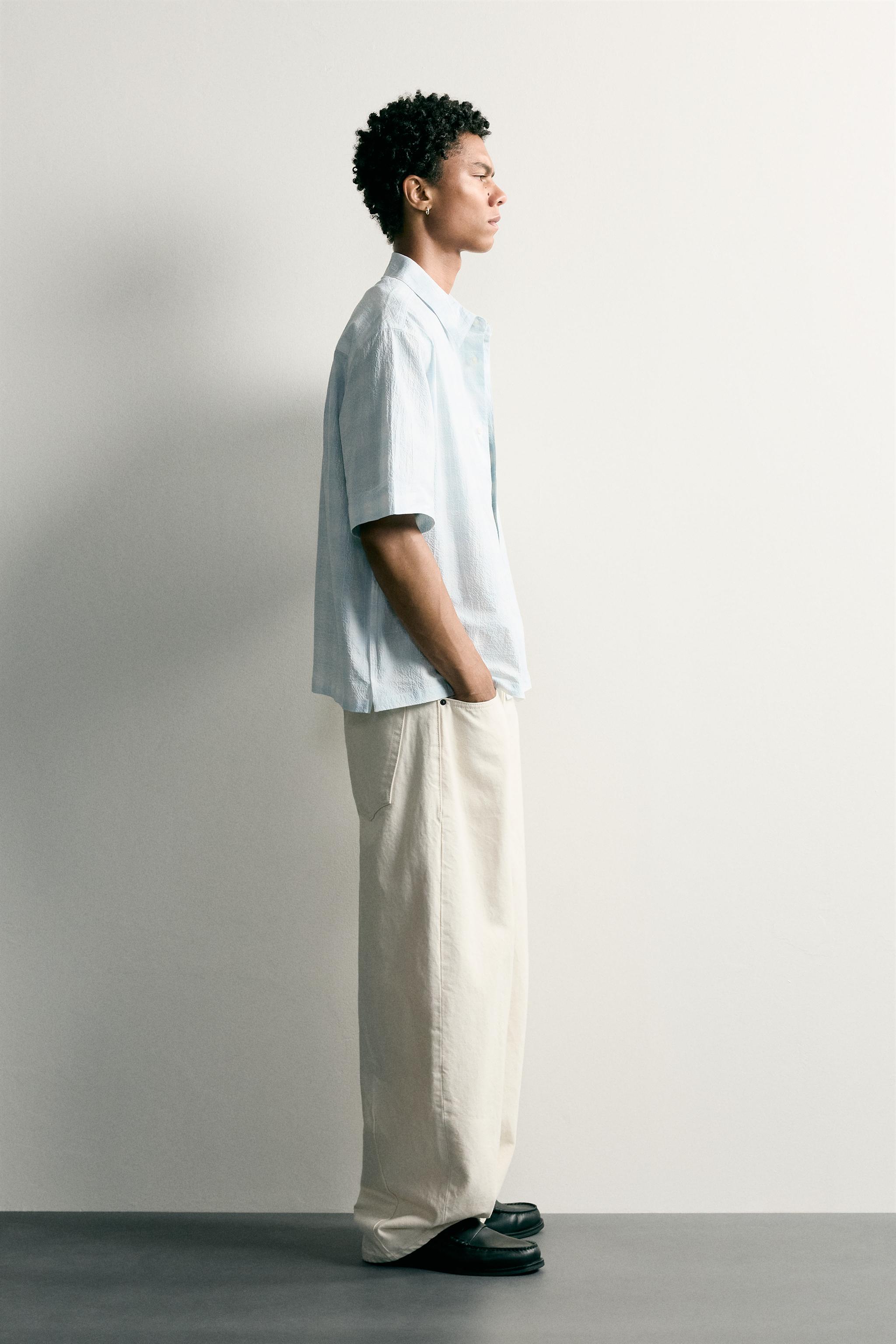 PLAID RELAXED FIT DENIM SHIRT